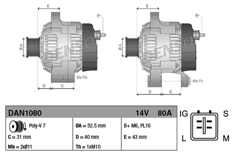 Denso Alternator DAN1080