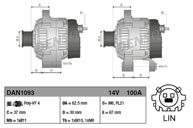 Denso Alternator DAN1093