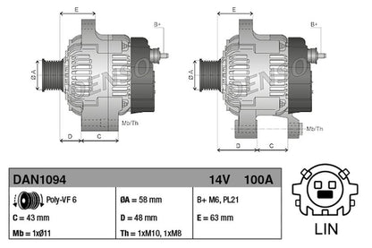 Denso Alternator DAN1094