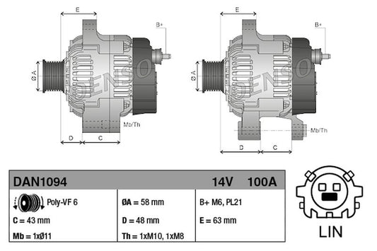 Denso Alternator DAN1094