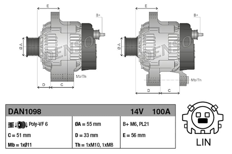 Denso Alternator DAN1098