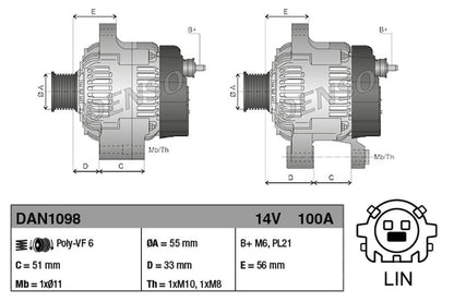 Denso Alternator DAN1098