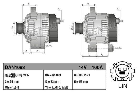 Denso Alternator DAN1098