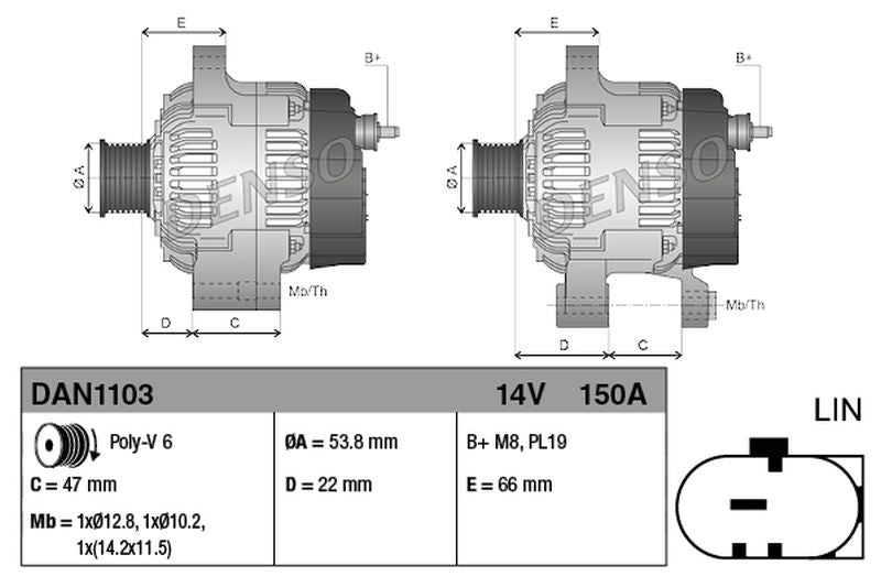 Denso Alternator DAN1103