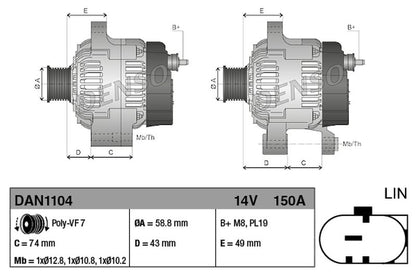 Denso Alternator DAN1104