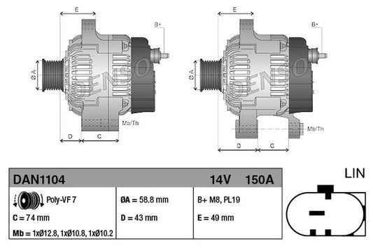 Denso Alternator DAN1104