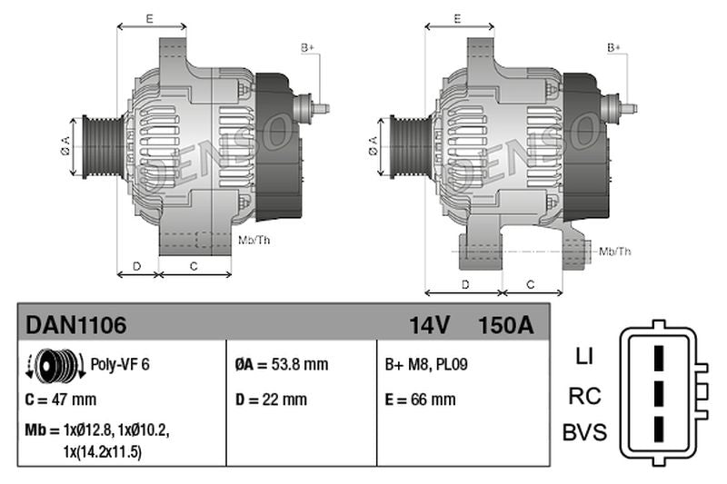 Denso Alternator DAN1106