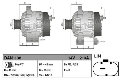 Denso Alternator DAN1138