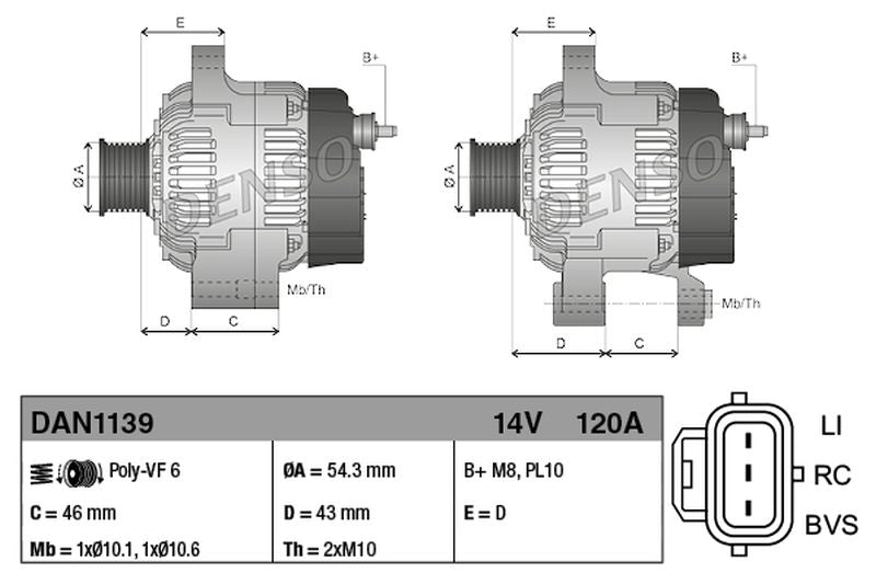 Denso Alternator DAN1139