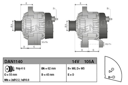 Denso Alternator DAN1140