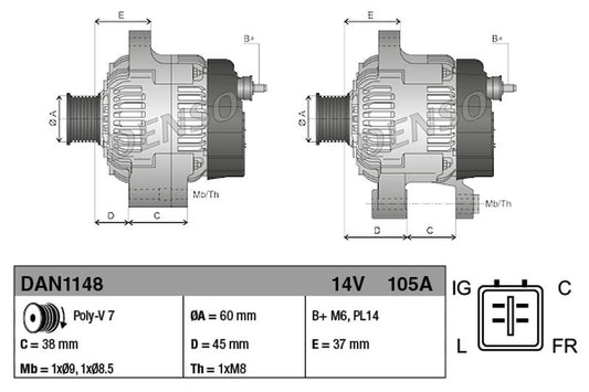 Denso Alternator DAN1148