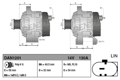 Denso Alternator DAN1201
