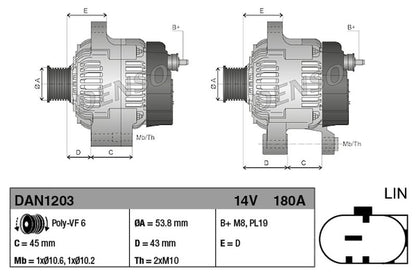 Denso Alternator DAN1203