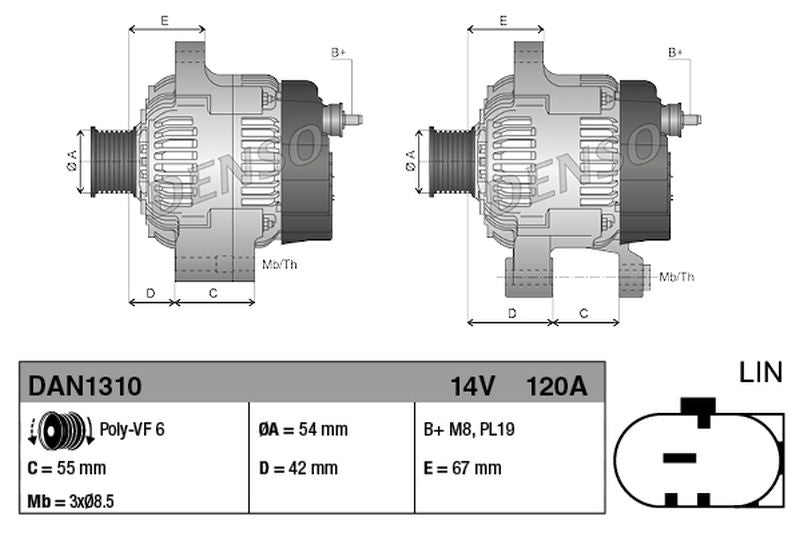 Denso Alternator DAN1310