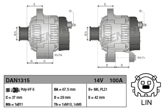 Denso Alternator DAN1315
