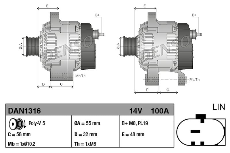 Denso Alternator DAN1316
