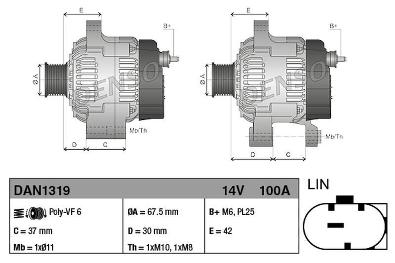 Denso Alternator DAN1319