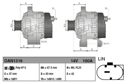Denso Alternator DAN1319
