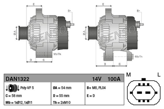 Denso Alternator DAN1322
