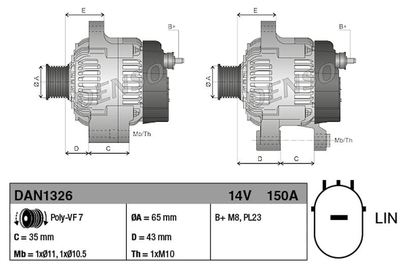 Denso Alternator DAN1326