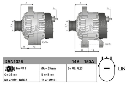 Denso Alternator DAN1326