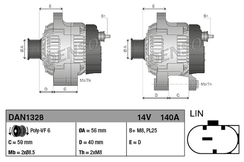 Denso Alternator DAN1328