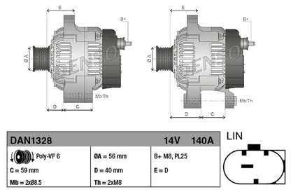 Denso Alternator DAN1328