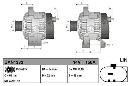 Denso Alternator DAN1332