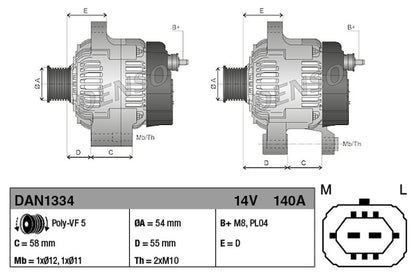 Denso Alternator DAN1334