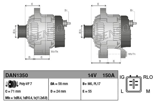 Denso Alternator DAN1350