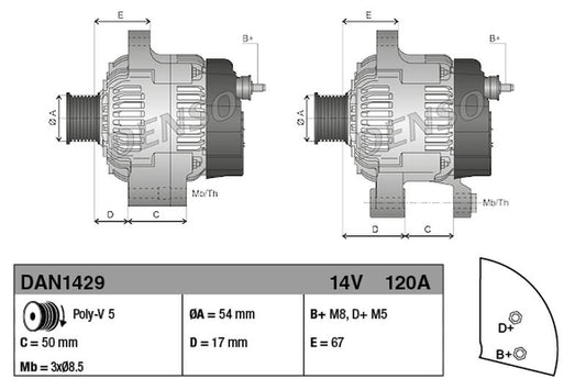 Denso Alternator DAN1429