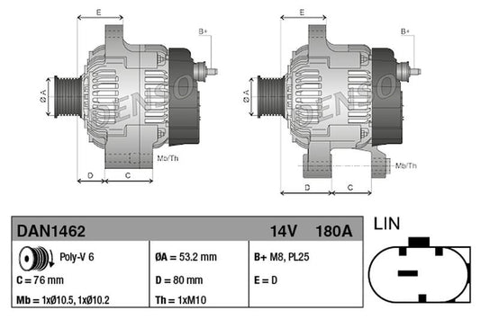 Denso Alternator DAN1462