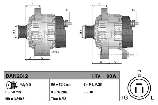 Denso Alternator DAN2012