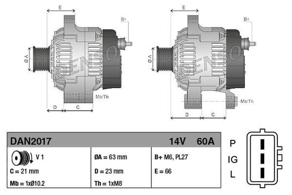 Denso Alternator DAN2017