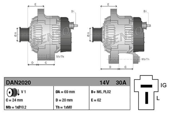 Denso Alternator DAN2020