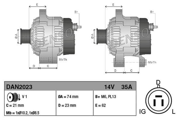 Denso Alternator DAN2023