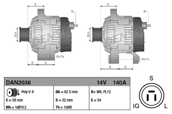 Denso Alternator DAN2036