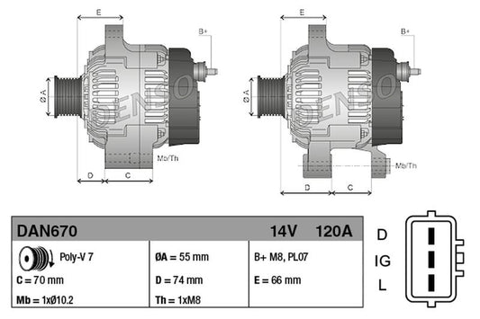 Denso Alternator DAN670