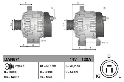 Denso Alternator DAN671