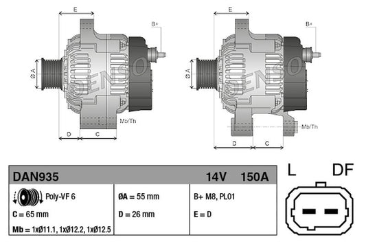 Denso Alternator DAN935