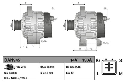 Denso Alternator DAN945