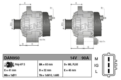 Denso Alternator DAN950