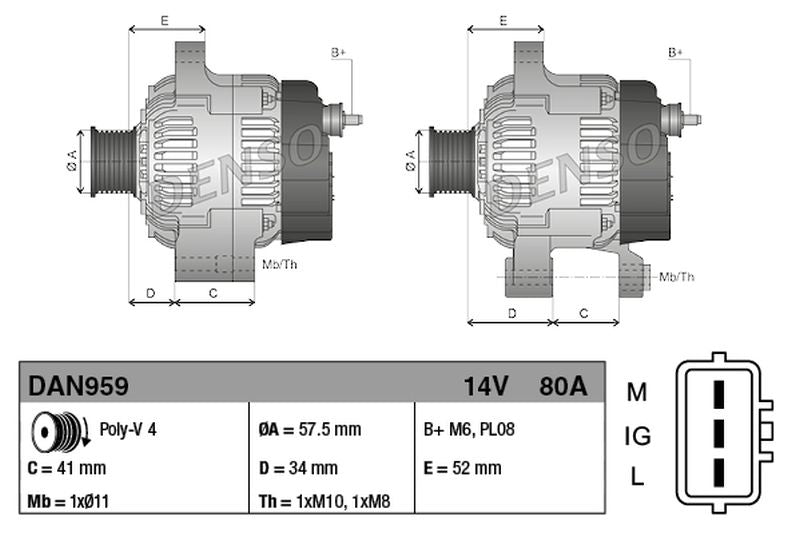 Denso Alternator DAN959