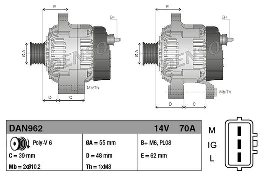 Denso Alternator DAN962