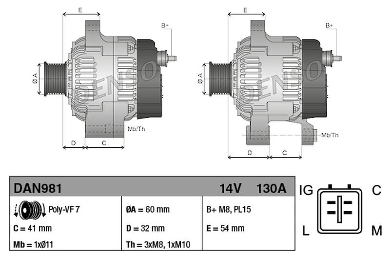Denso Alternator DAN981