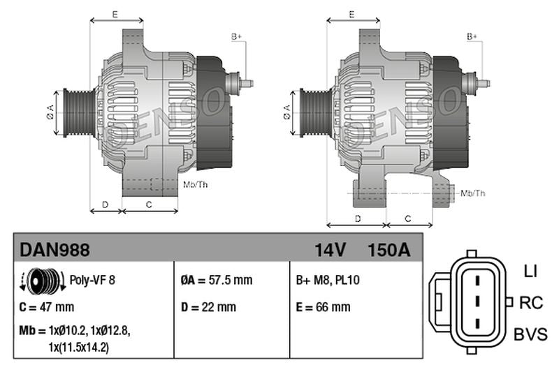 Denso Alternator DAN988