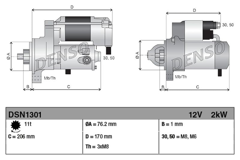 Denso Starter Motor DSN1301