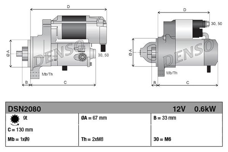 Denso Starter Motor DSN2080