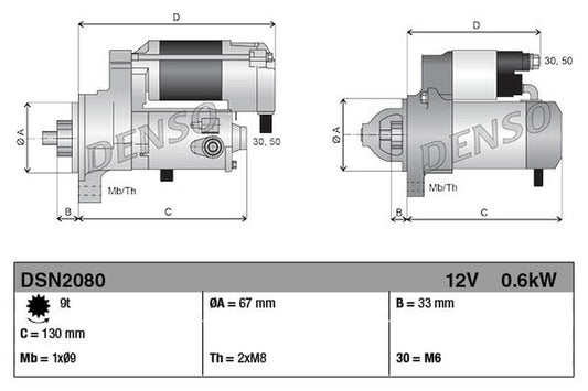 Denso Starter Motor DSN2080