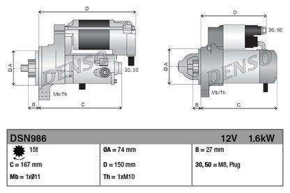 Denso Starter Motor DSN986